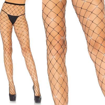 Sexy Womens Fishnet Rhinestone Net Tights One Size Underwear Party Night Wear